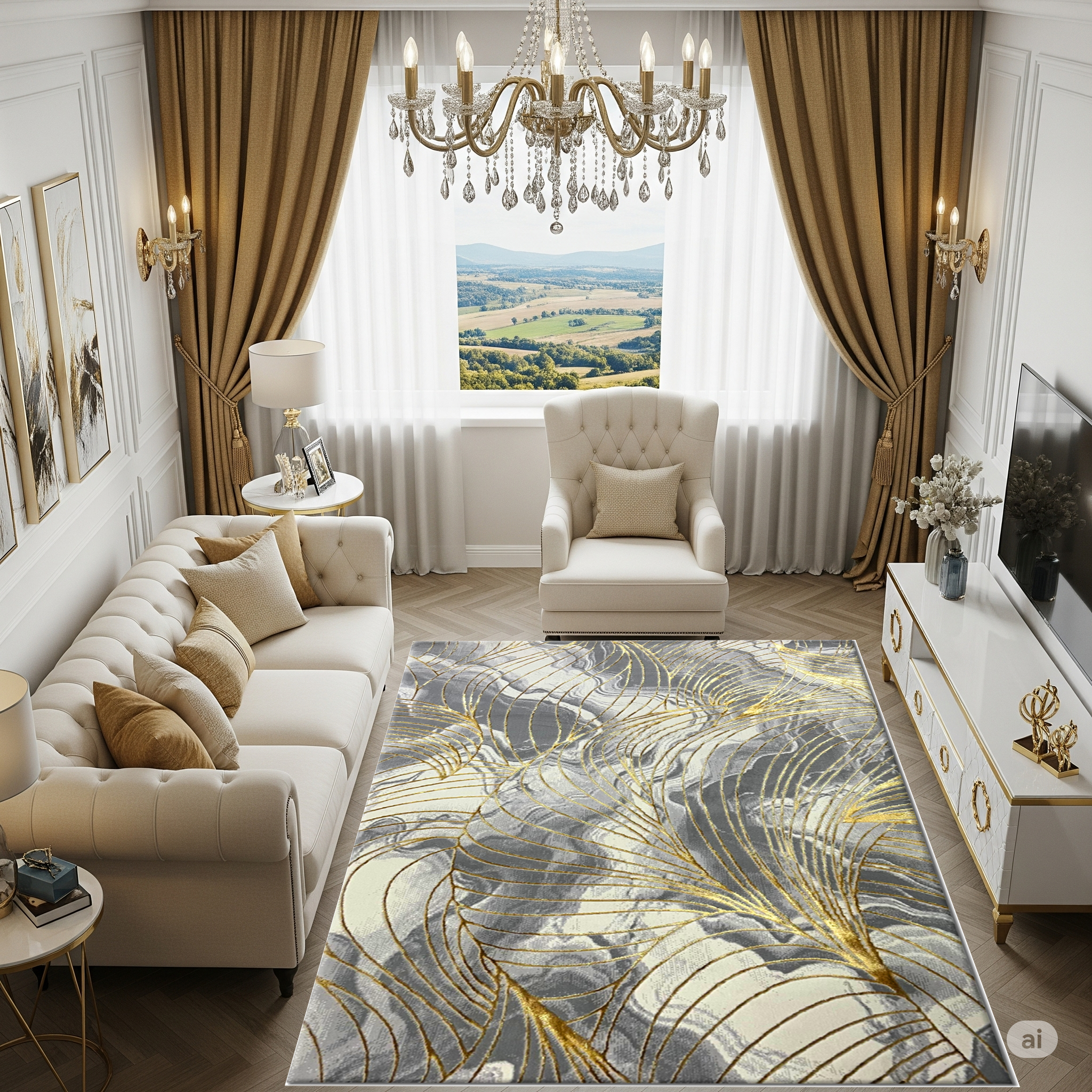 Covor Buse ,Ivy Auriu  Living, Dormitor, Modern