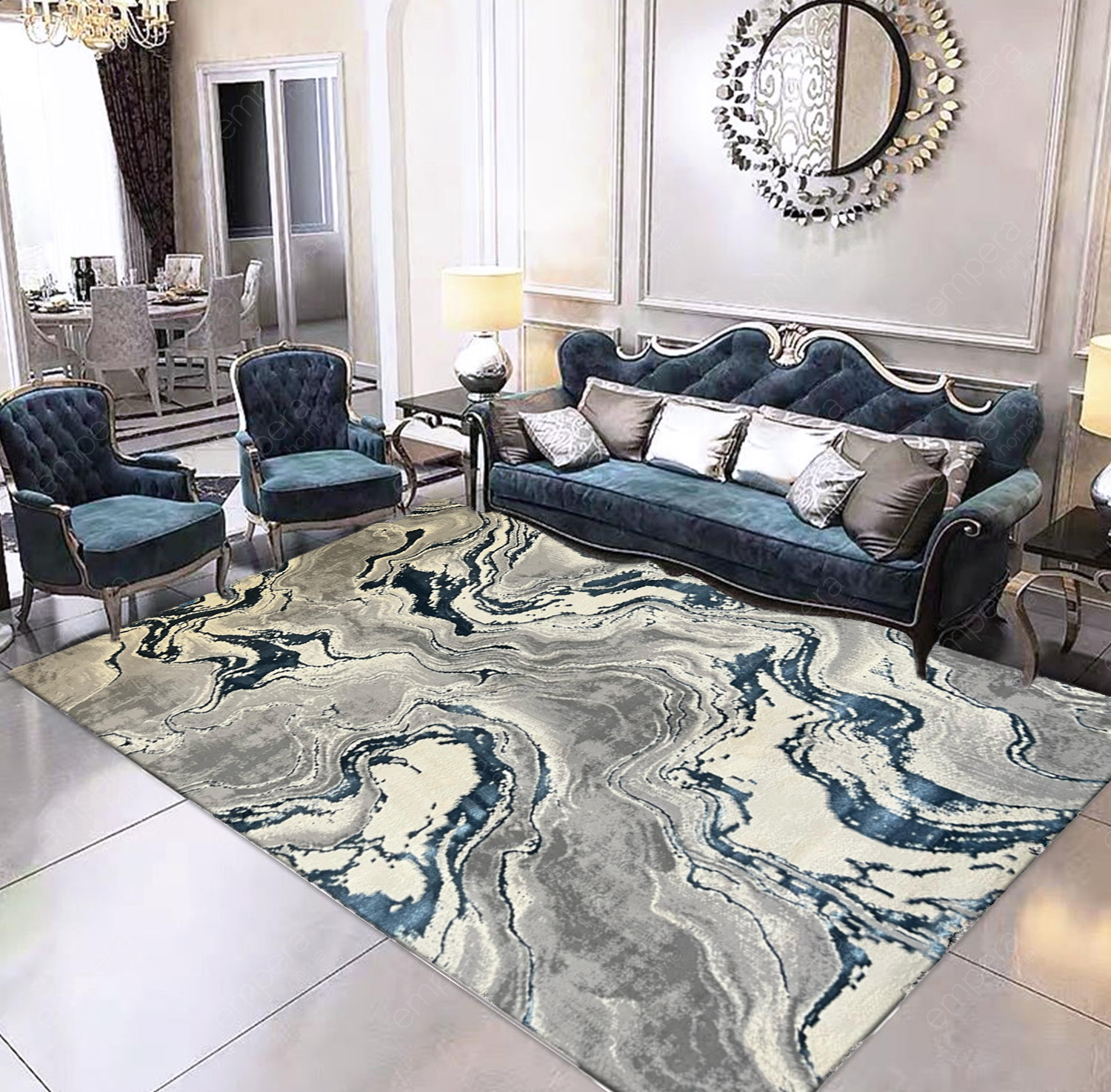Covor Buse Galaxy, Albastru Regal , Living, Dormitor, Modern