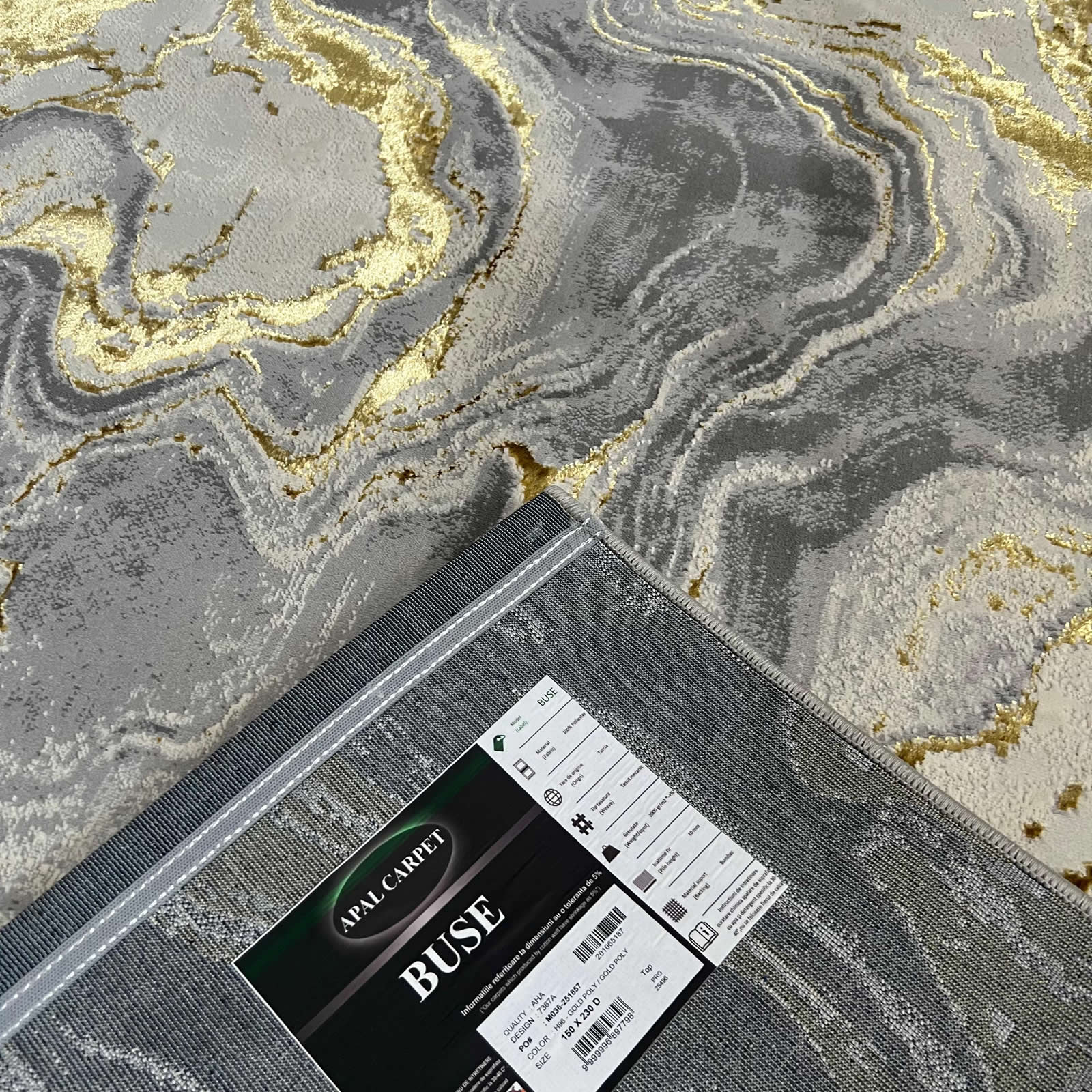Covor Buse Galaxy, Galben Gold, Living, Dormitor, Modern