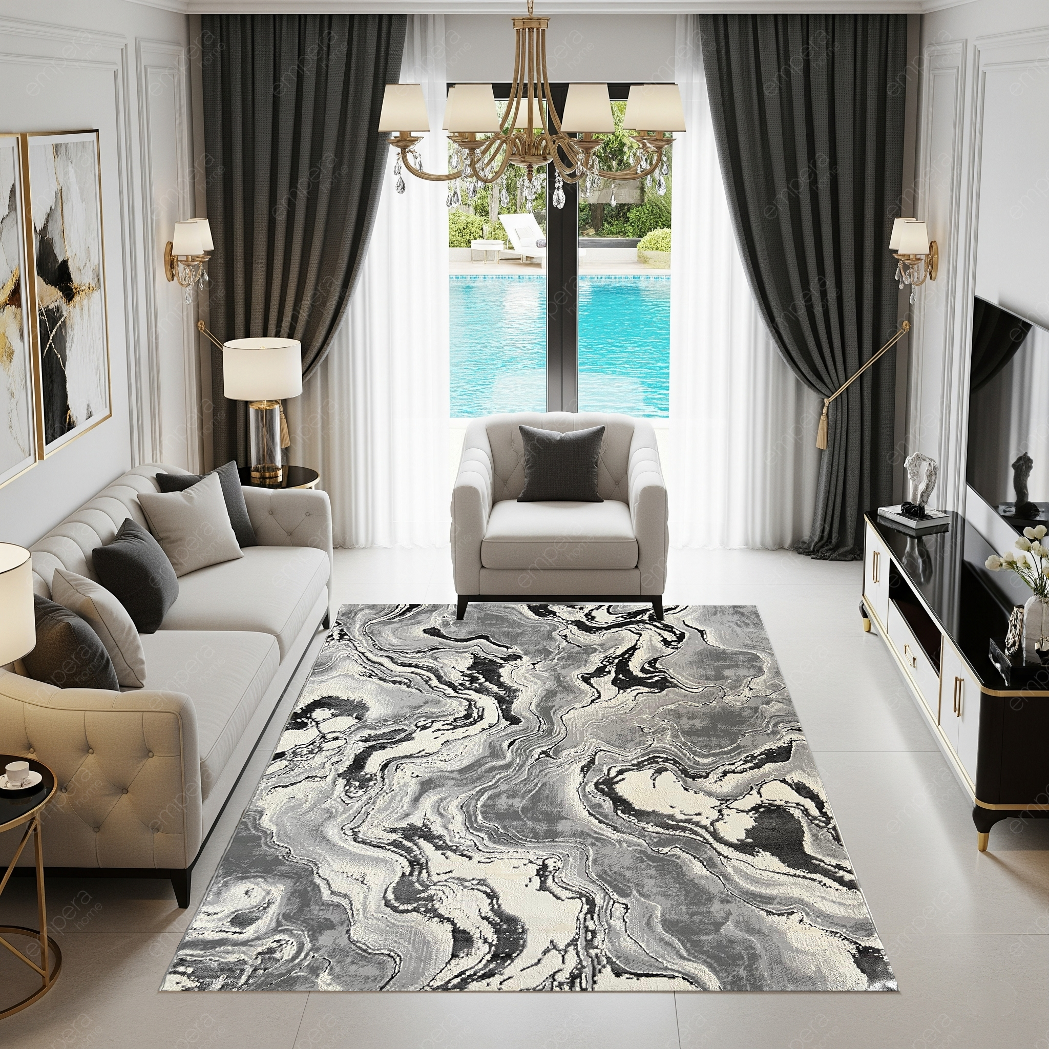 Covor Buse Galaxy, Gri, Living, Dormitor, Modern