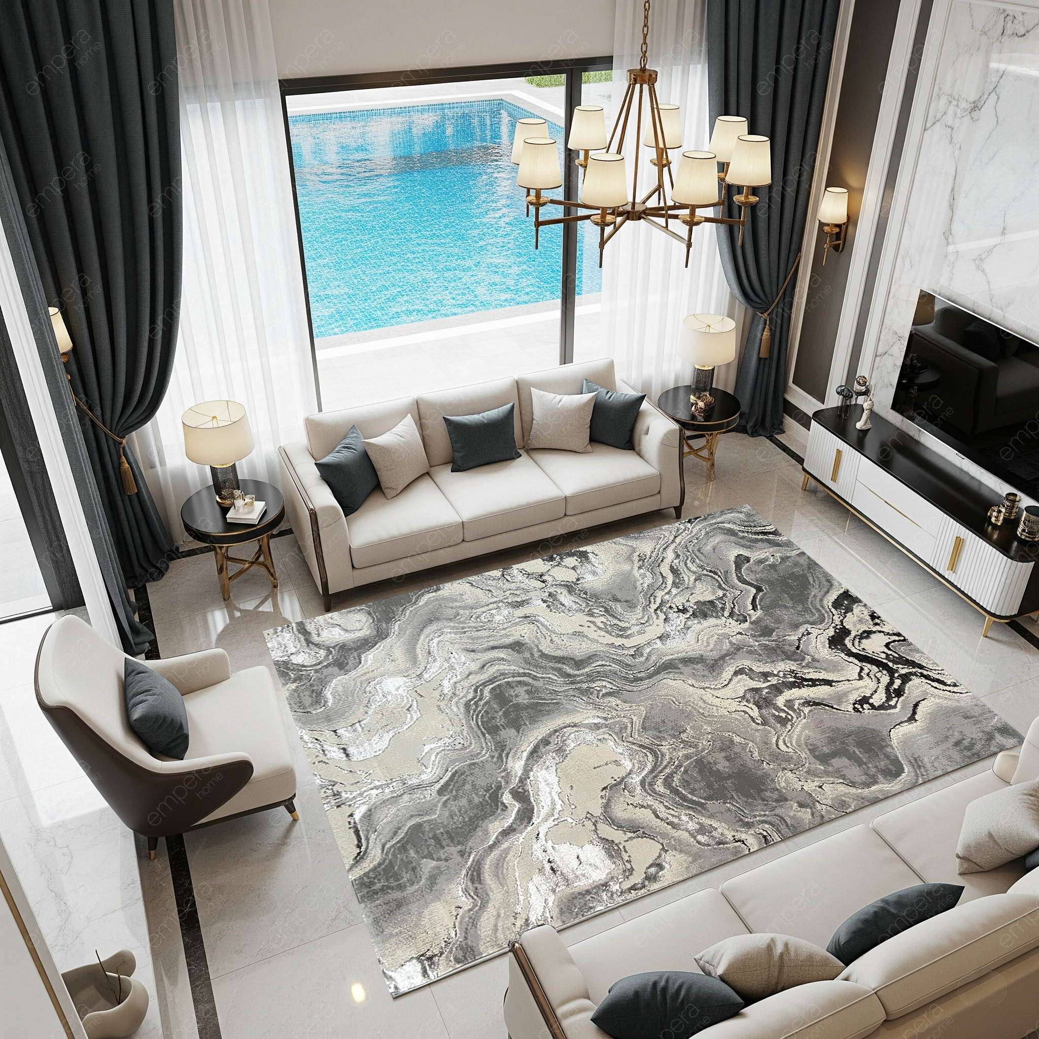 Covor Buse Galaxy, Gri, Living, Dormitor, Modern