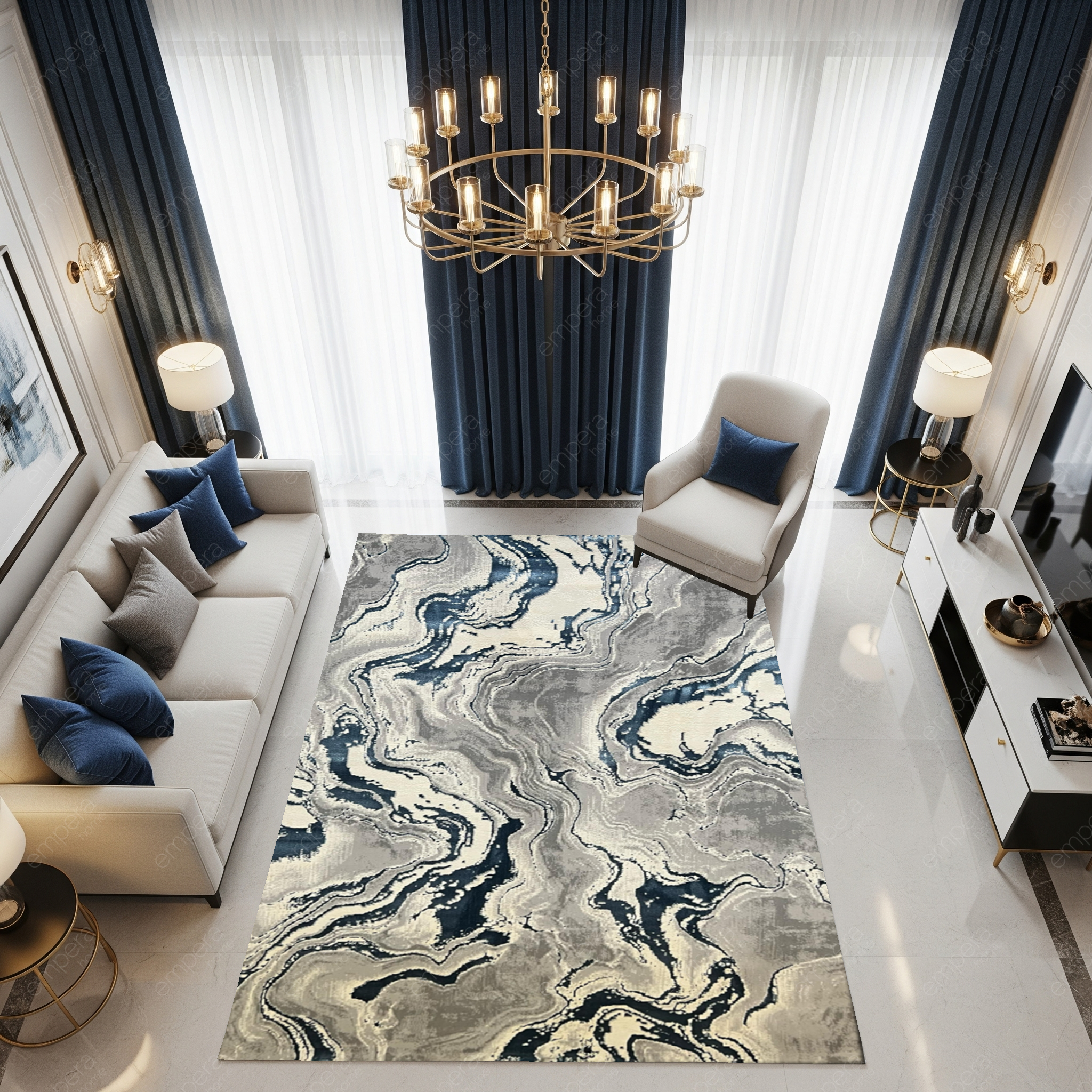 Covor Buse Galaxy, Albastru Regal , Living, Dormitor, Modern