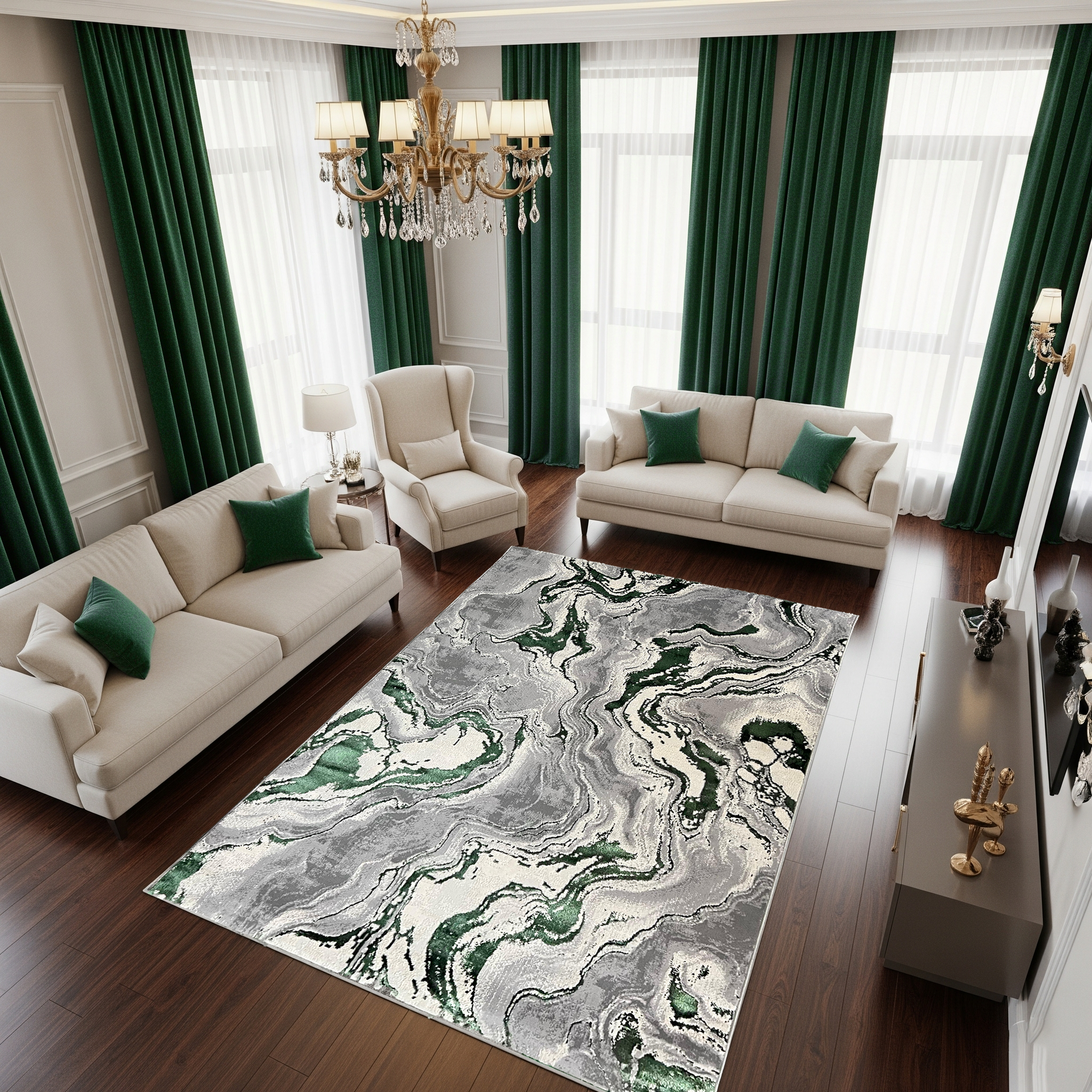 Covor Buse Galaxy,  Verde Smarald, Living, Dormitor, Modern