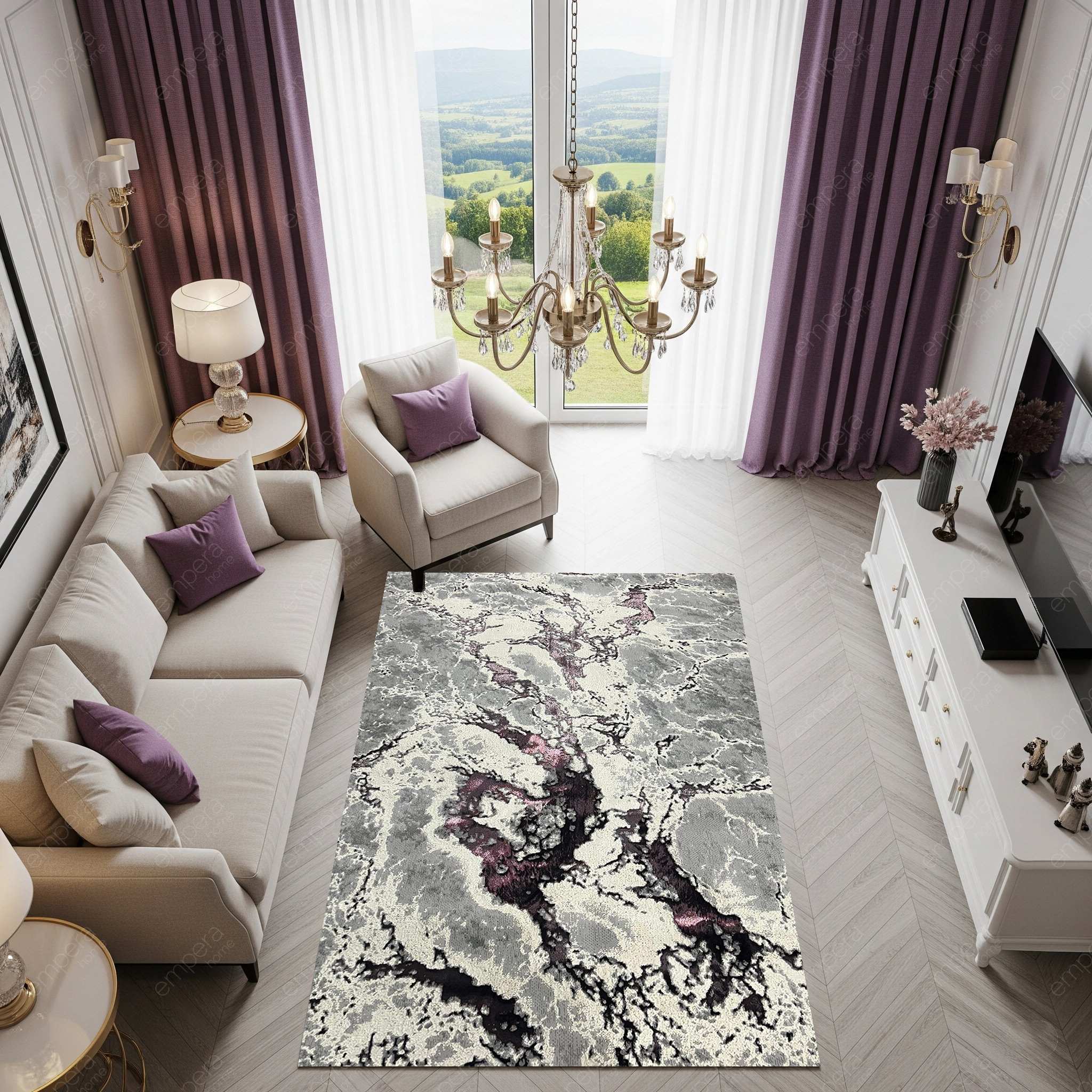 Covor Buse ,Fulgerul Lila, Living, Dormitor, Modern