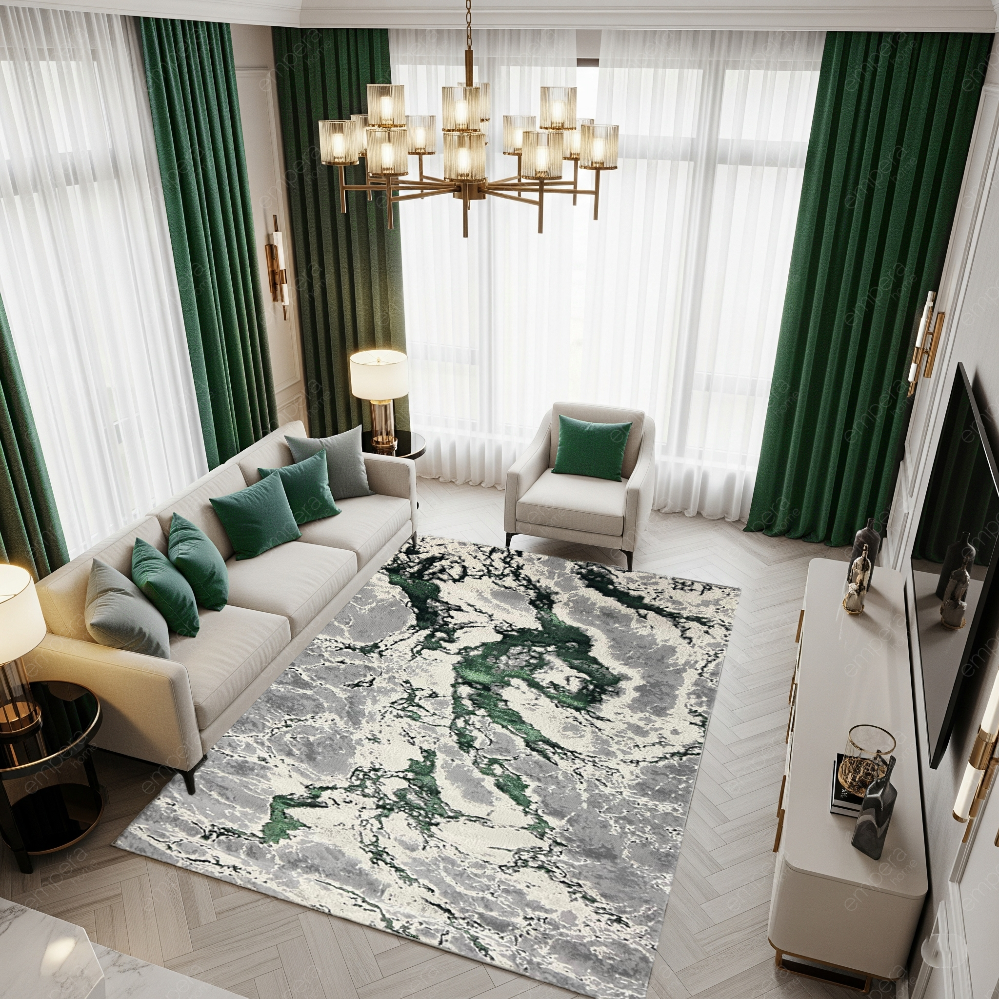 Covor Buse ,Fulgerul Verde Smarald, Living, Dormitor, Modern