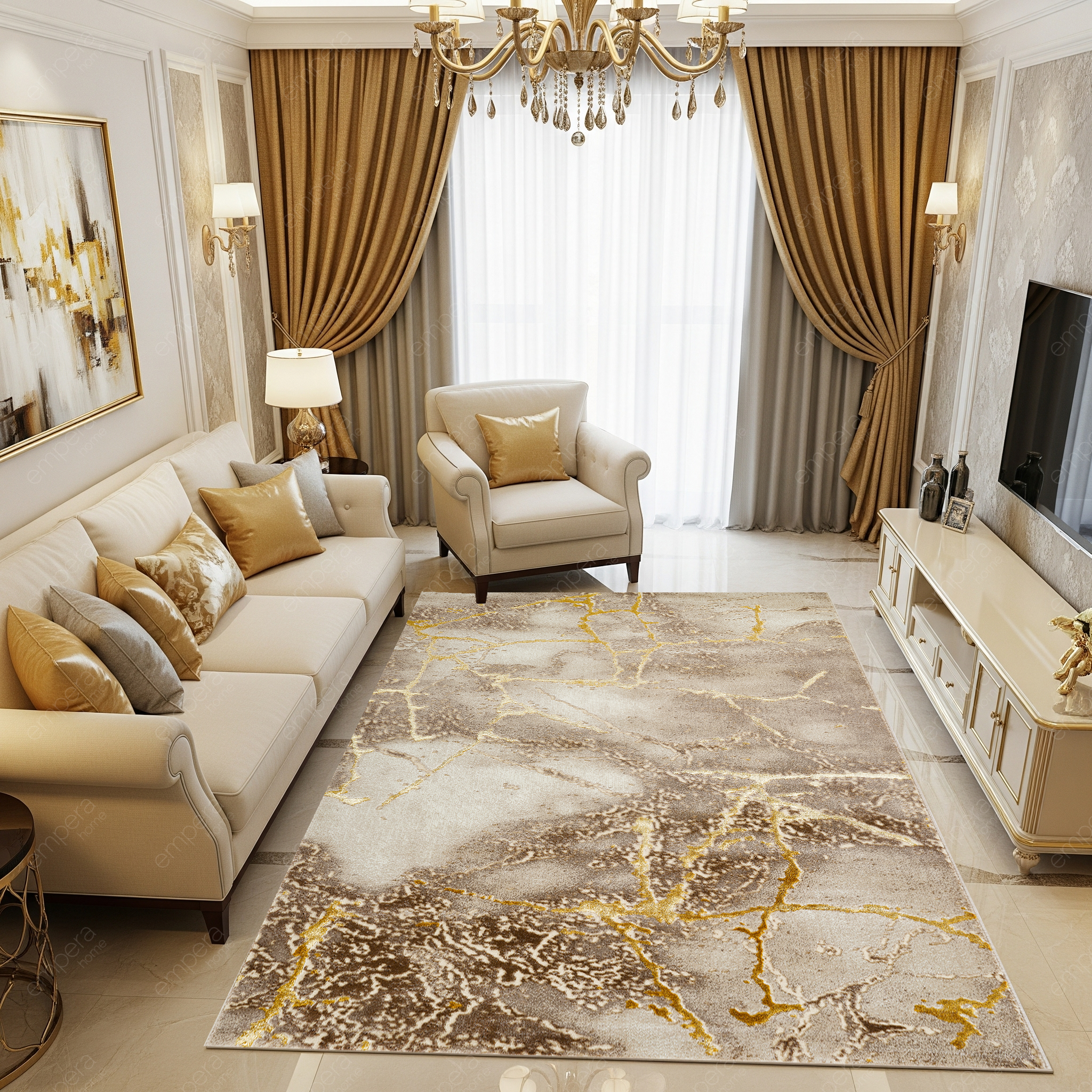 Covor Marmara Gresie Beige Gold