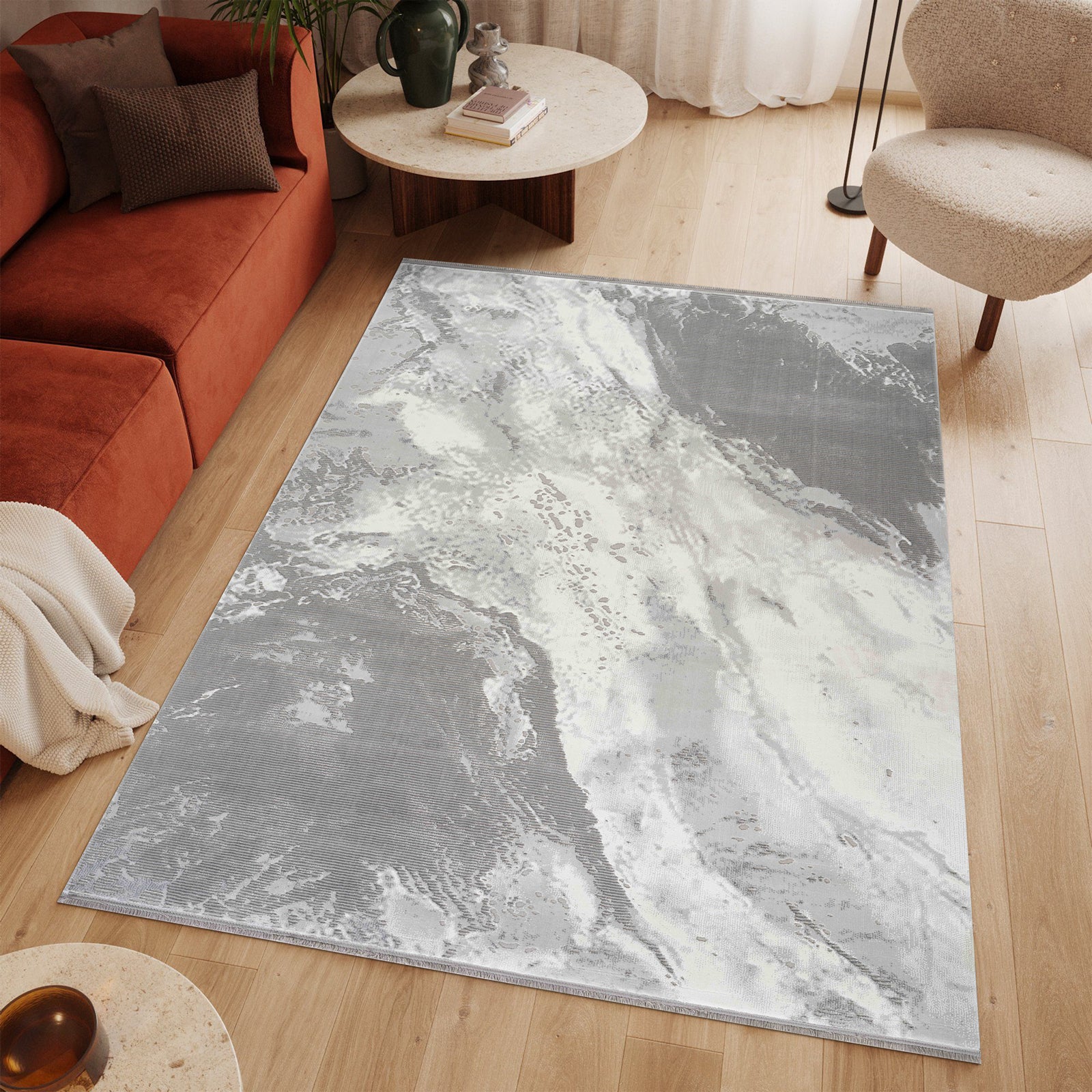 Covor, Anemon ,Living, Moderne ,Premium -T018A SILVER L.GREY